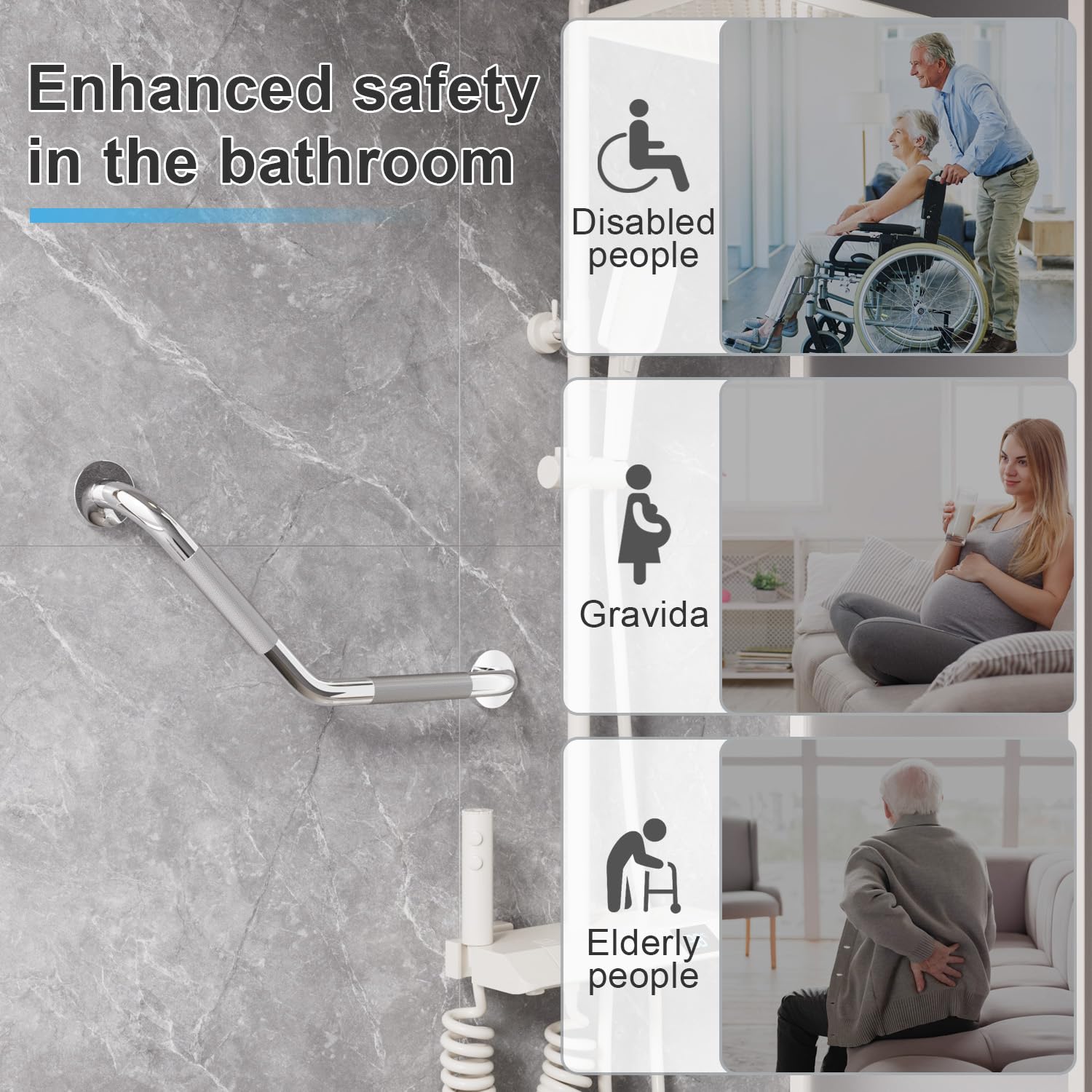 sunzone Barras de Apoyo Baño,Antideslizante para Ancianos