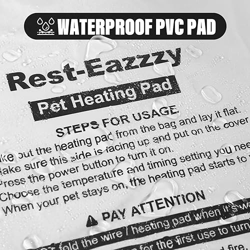 Miniatura 4 de Rest-Eazzzy Almohadilla térmica para mascotas para interiores, tapete térmico para perros con funda extraíble, temporizador de 5 niveles de