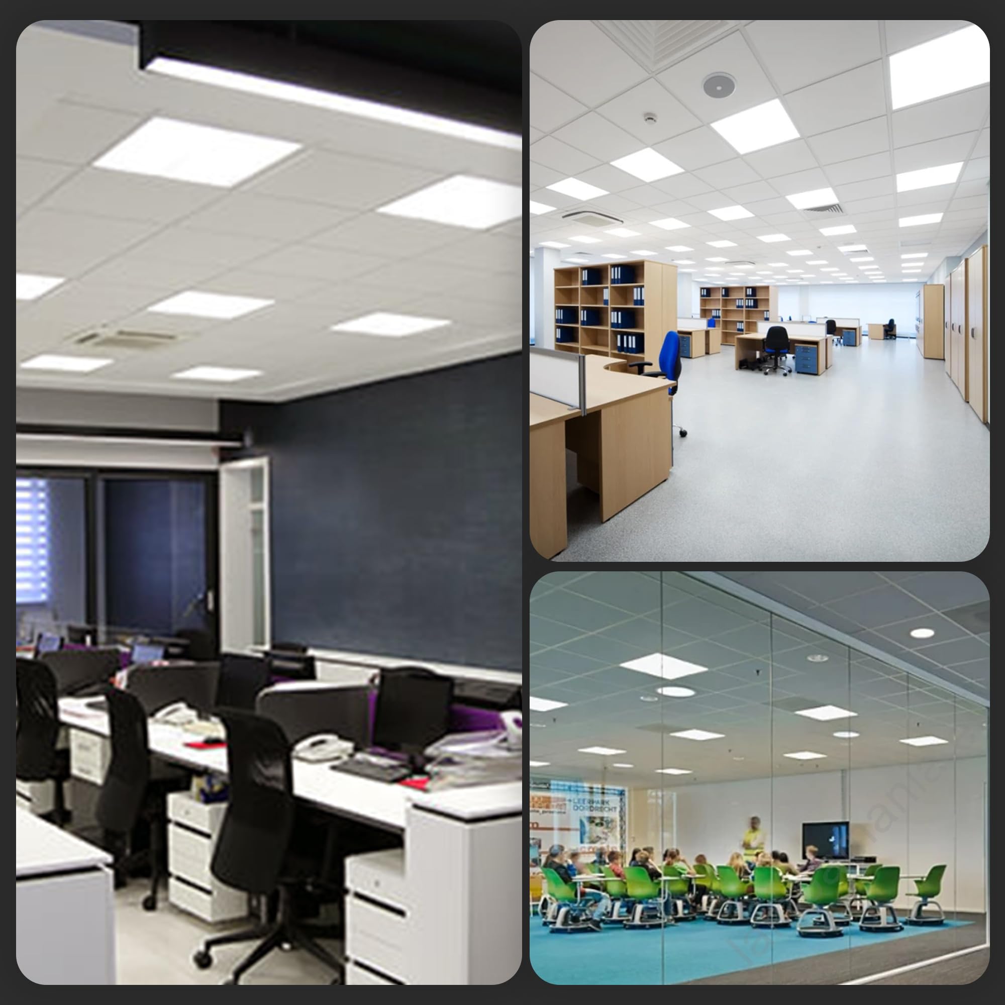 PILA Pack de 4 Paneles LED 60x60 cm, 40W, Luz Blanca Neutra (4000K), No regulable, 4000 Lúmenes, CRI80, UGR22, 35.000h de Vida Útil