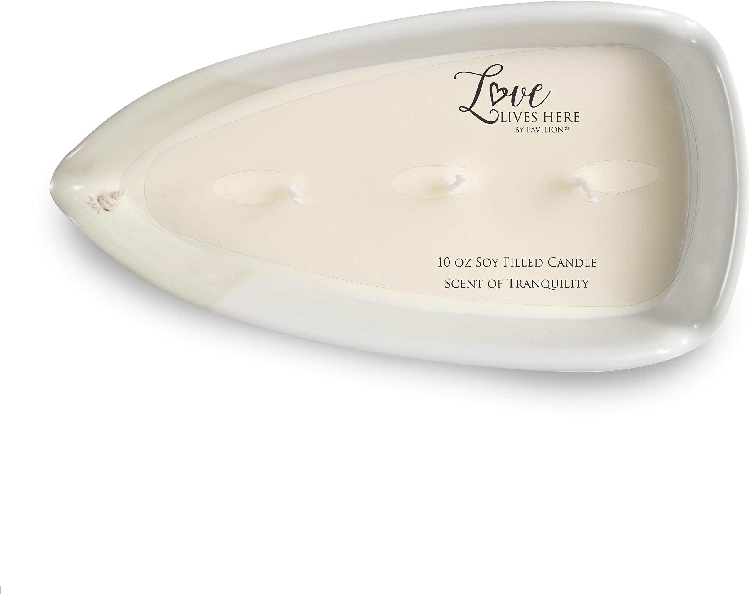 Pavilion Gift company - Vela de Cera de Soja de Triple Mecha de 284 ml, Aroma a Tranquilidad, cerámica, Beige de 5,8 cm de Alto
