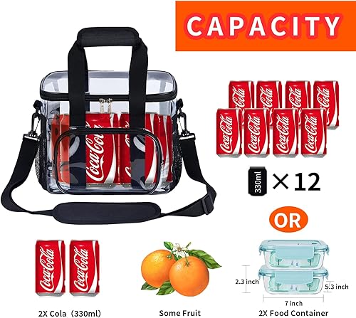 Miniatura 2 de Bolsa de almuerzo transparente con bolsa transparente aprobada para estadios para el trabajo, universidad, viajes