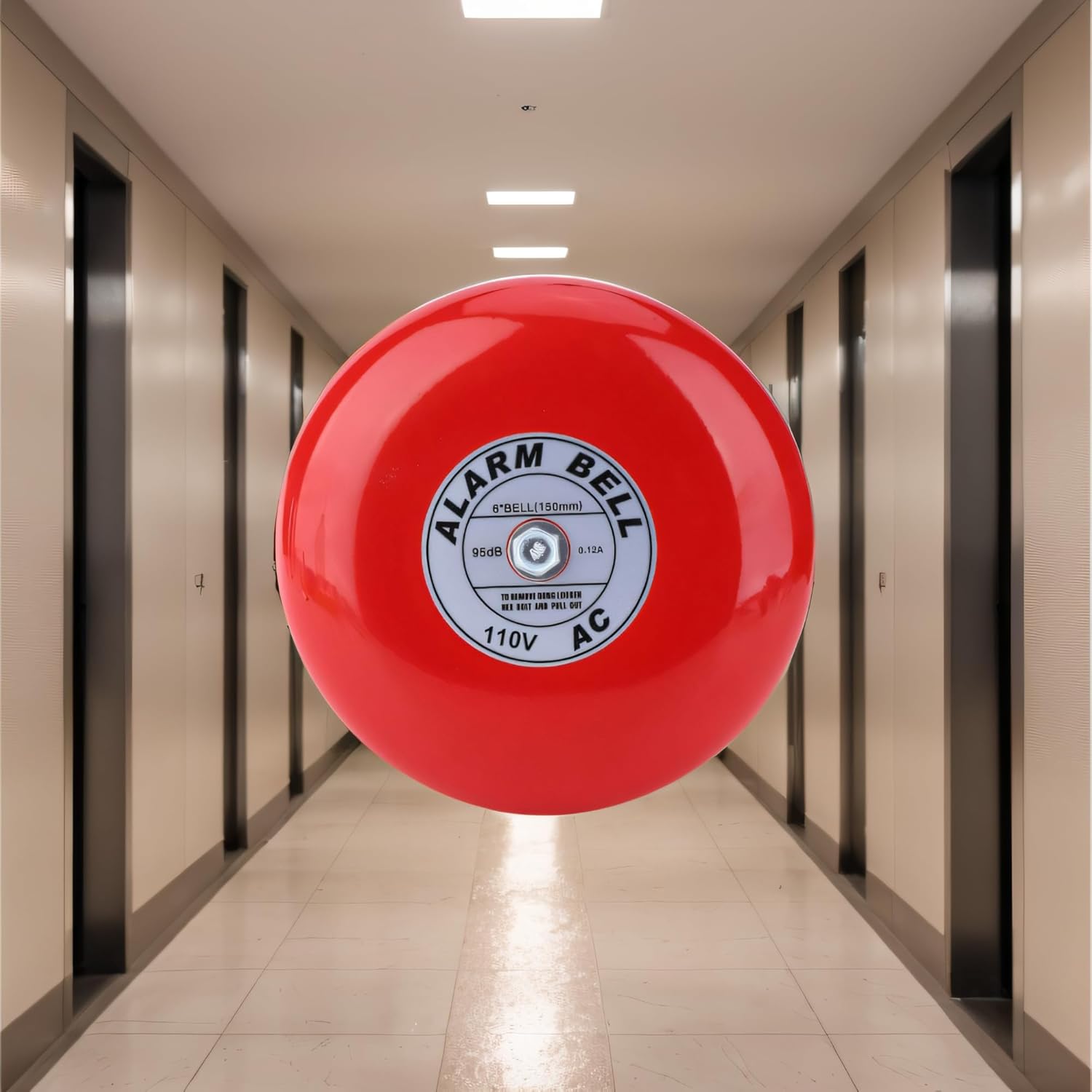 Estink Fire Alarm Bell, CB-6B 95dB 5.9in Aluminum Base Electric Round Alarm for School, Elevators, Industrial & Construction Applications (AC110V)