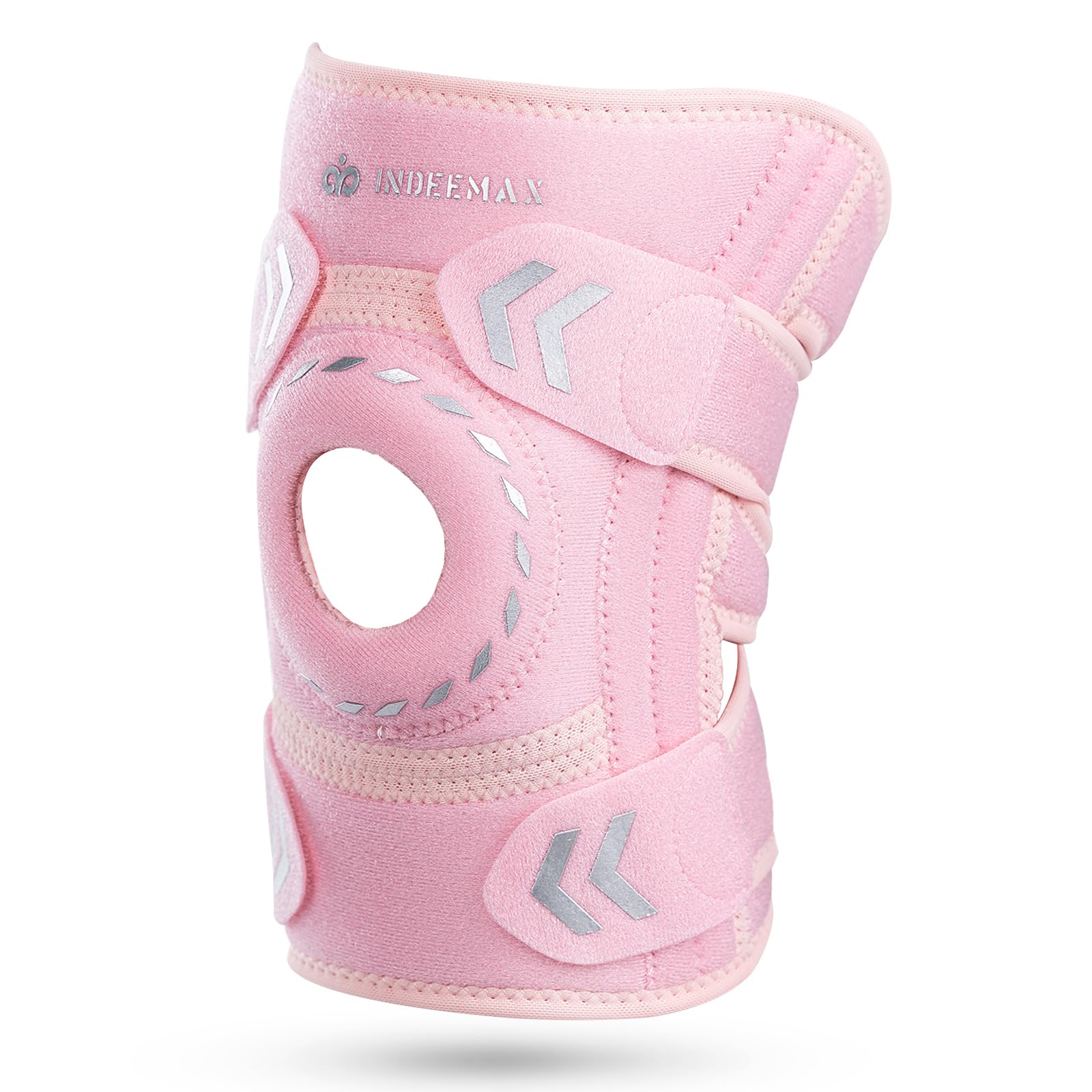 Kniebandage für Männer Damen, Verstellbare Knieorthesen mit offener Patella, Kniestütze Knie Schmerzbandage für Arthrose, Meniskus, Schleimbeutelentzündung, Sport, Laufen (Rosa, Einheitsgröße)