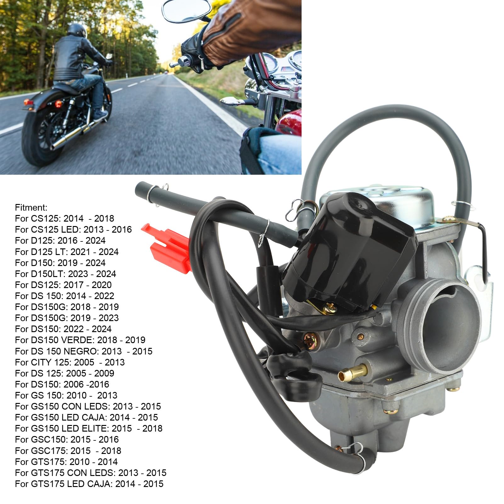 Walmeck Carburador de Motocicleta Eficiente de Alta Potencia Scooter ATV Carburador CS125 GS150 DS125 D125 D150 DS150 X150 WS150 XW150 GY6 para Playas Caminos Rurales