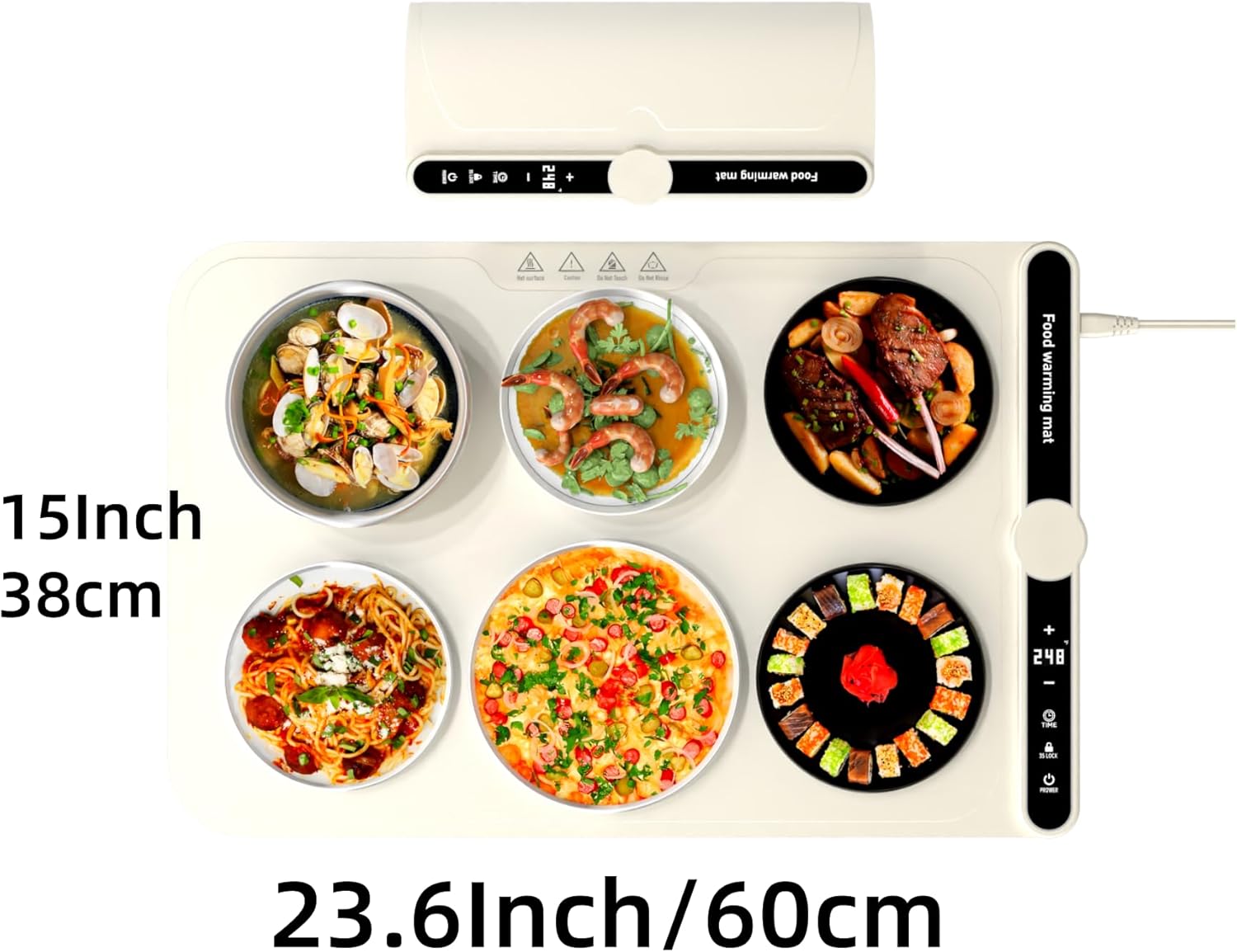 lysxp 2025 food warming mat, 15x23.6inch 9-level temperature adjustment, multi-functional food heater for parties and daily use (beige)