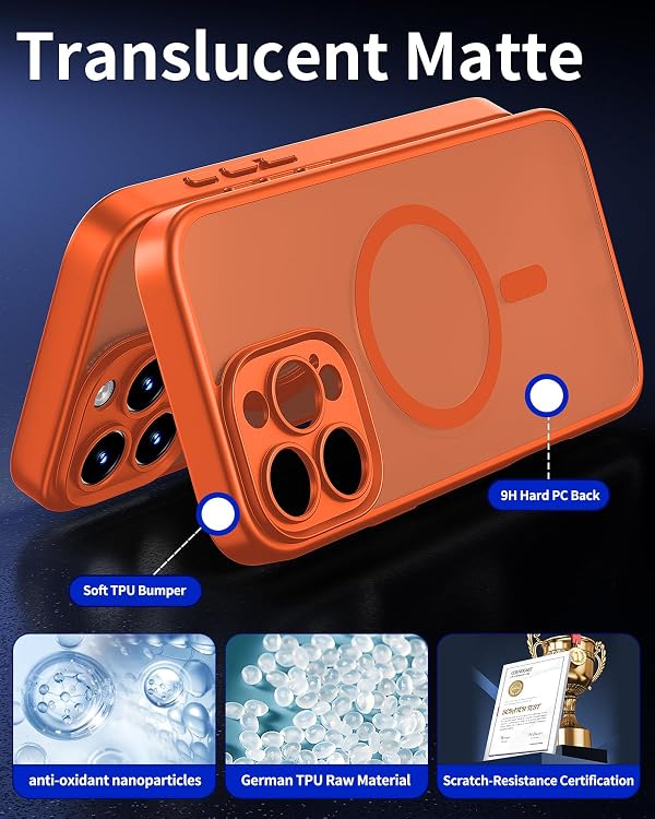 KUPEKIS Magnetic for iPhone 16 Pro Max Case, Translucent Matte, Orange by KUPEKIS - Used condition - Image 4