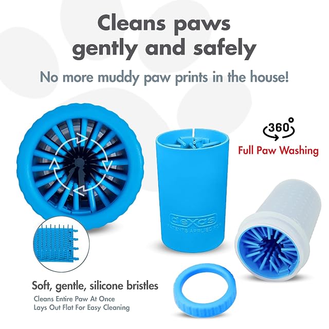 Foto 2 de 5 de Dexas MudBuster - Limpiador portátil para patas de perro, tamaño mediano, color azul aqua (“azul pro”)