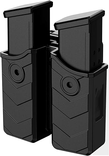 OWB Funda doble para cargador; soporte universal para cargadores de doble pila de 0.354 in/40, se adapta a Glock/S&W/Ruger/Sig