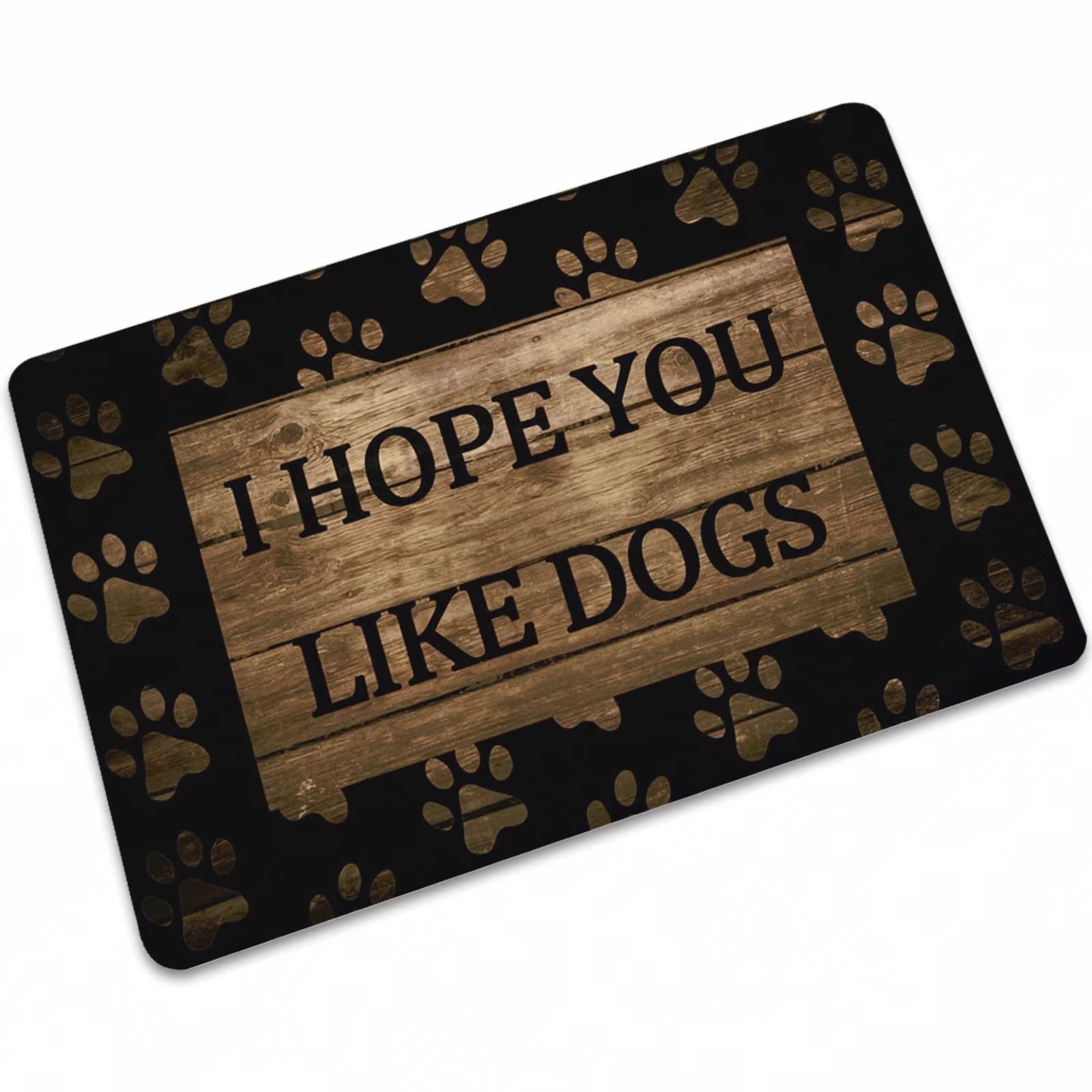 Zerbino per interni ed esterni con scritta in inglese Cani Welcome Entrance, tappetino per interni ed esterni, lavabile, per giardino, ufficio, 45,7 x 67,5 cm