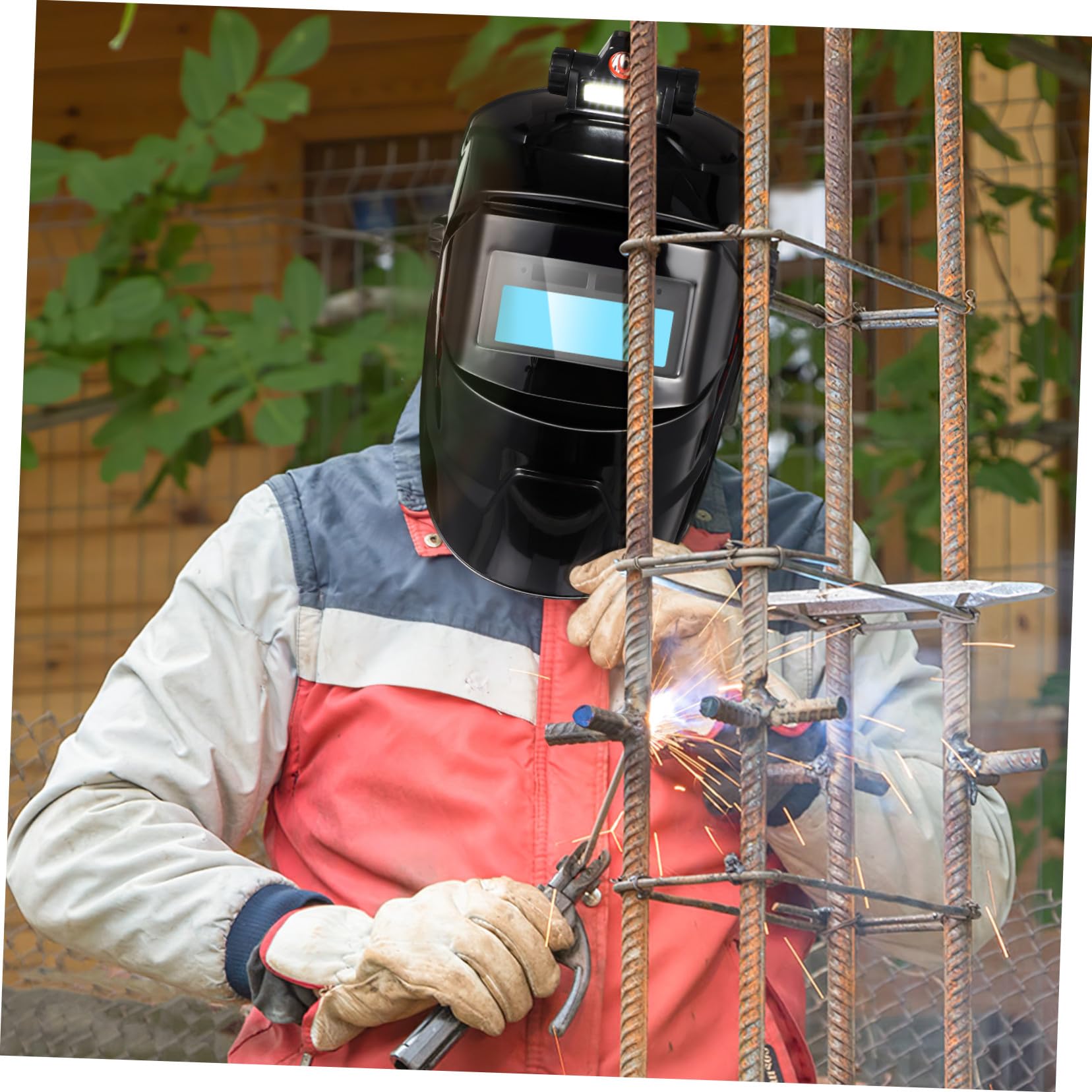 INOOMP Maschera per Saldatura Autoscurante Nera in Pp Schermo Grande e Regolabile, Protezione Occhi e Testa Traspirante per Uso Indoor e Outdoor