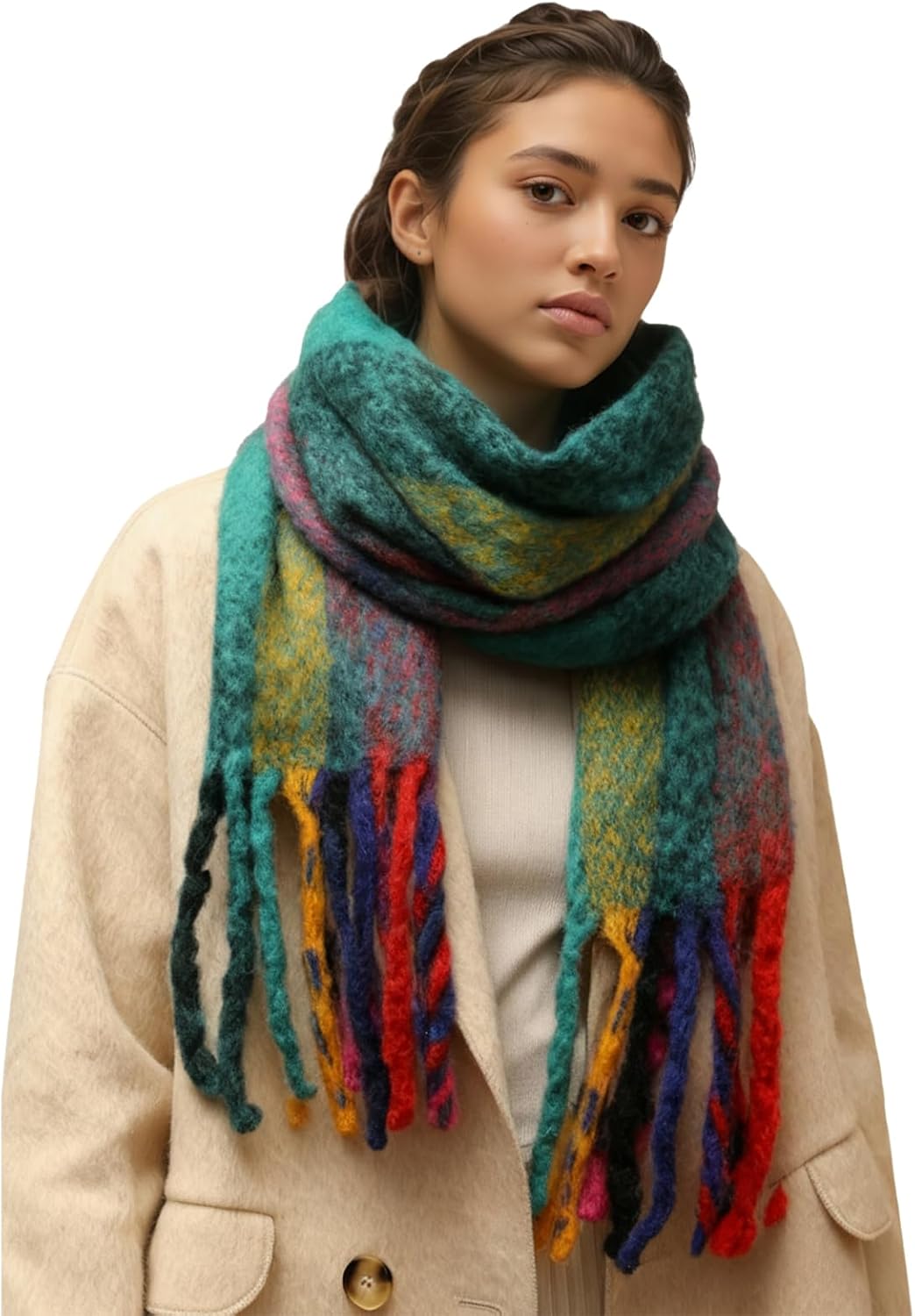 Women Winter Scarf Warm Soft Chunky Wrap Large Scarves Thick Shawl for Cold Weather - Image 2