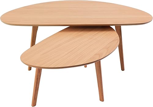 Miniatura 5 de FIRMINANA Mid Century Modern Coffee Table,Oval Coffee Table for Living Room,Oval Kidney Coffee Table for Small Spaces(47.3inch+33.5inch)