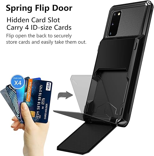 Miniatura 2 de Vofolen Funda tipo cartera para Galaxy S20 para hombres y mujeres, con 4 ranuras para tarjetas de crédito, bolsillo trasero oculto, doble capa,
