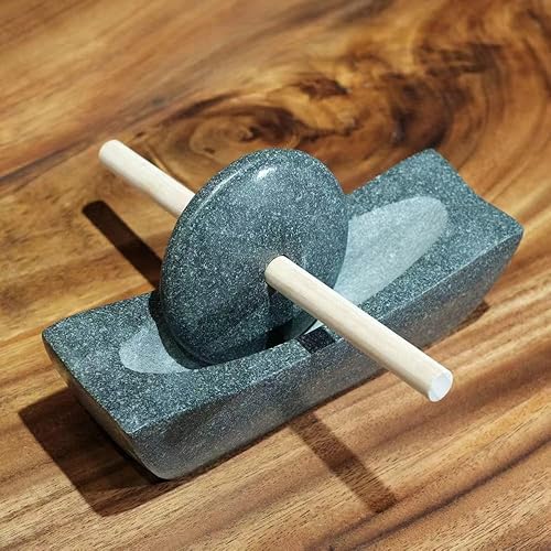 Rodillo de piedra azul, molienda de té en la dinastía Song, mortero de piedra pequeño, rodillo, producción de polvo de té matcha, molienda de pastel