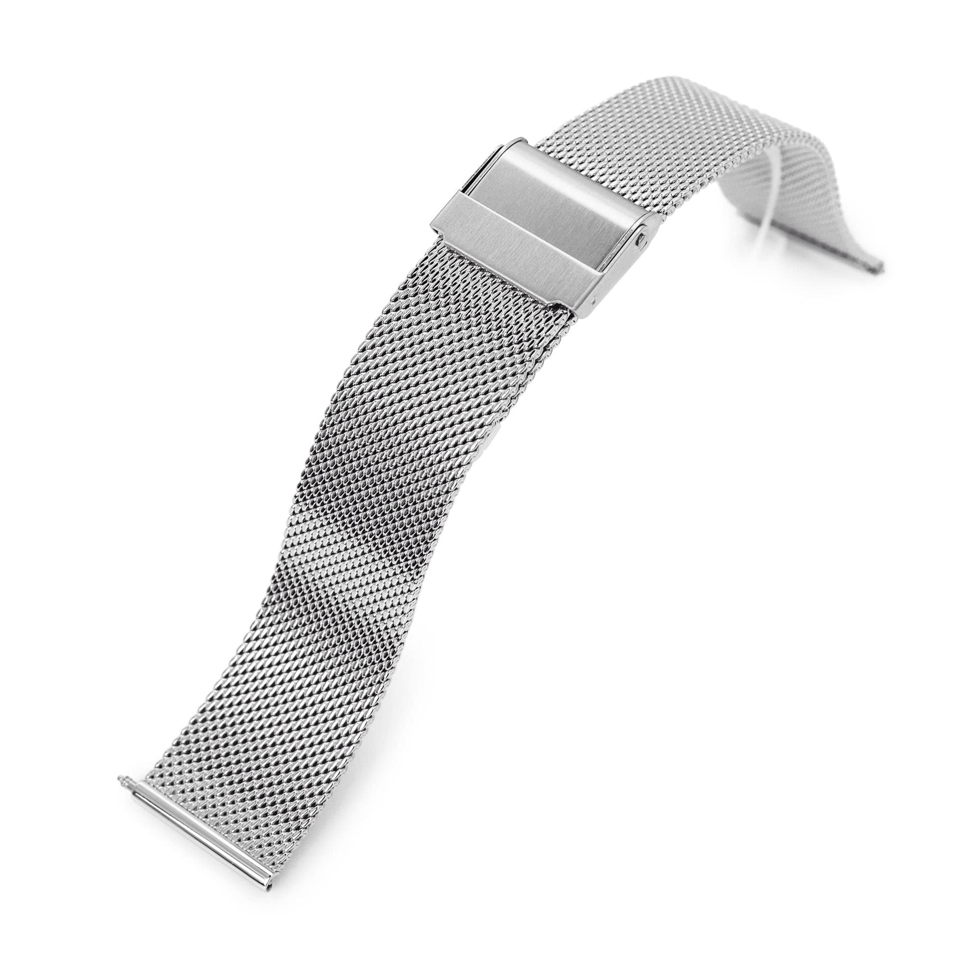 MiLTAT Cinturino classico in maglia superfine a sgancio rapido lucido 22 mm
