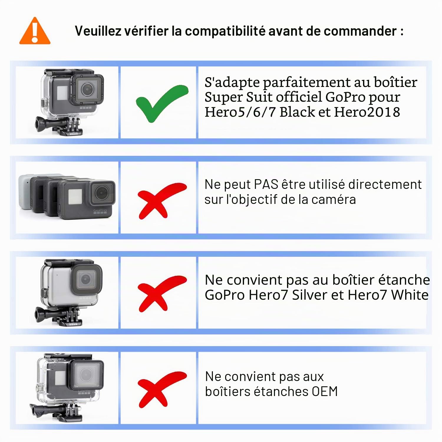SOONSUN Lot de 3 filtres de plongée pour GoPro Hero 5 6 7 Noir Super Suit - Filtre Rouge, Rouge Clair et Magenta - Améliore Les Couleurs pour diverses Conditions de vidéo et de Photographie