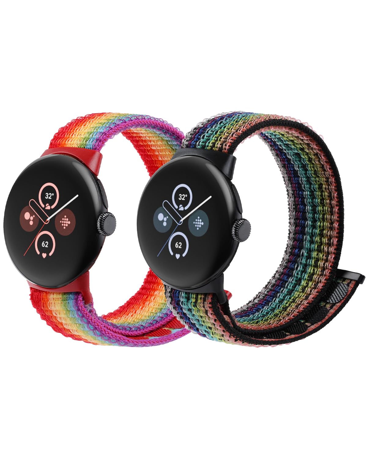 BlackPRO 2 Pack Nylon Bands Compatible with Google Pixel Watch/Pixel Watch 3(41mm) Band for Women Men, Adjustable Solo Loop Sport Replacement Strap