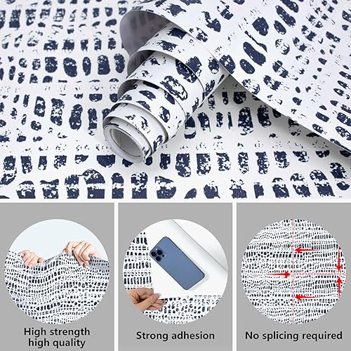 Miniatura 4 de Wudnaye Papel tapiz adhesivo blanco y negro para despegar y pegar, papel de contacto de hojas de 17.7 pulgadas x 393.6 pulgadas, papel de contacto