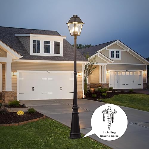 Miniatura 7 de LUTEC Lámpara solar para exteriores con sensor de movimiento, luz de poste impermeable del anochecer al amanecer con tres modos, lámpara de calle