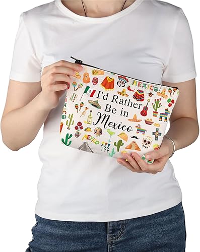 Miniatura 6 de PWHAOO México Travel Travel Gift I'd Rather Be in Mexico Makeup Bag Mexico Trip Vacation Cosmetic Bag Mexico Souvenir Gift, Más bien estar en México