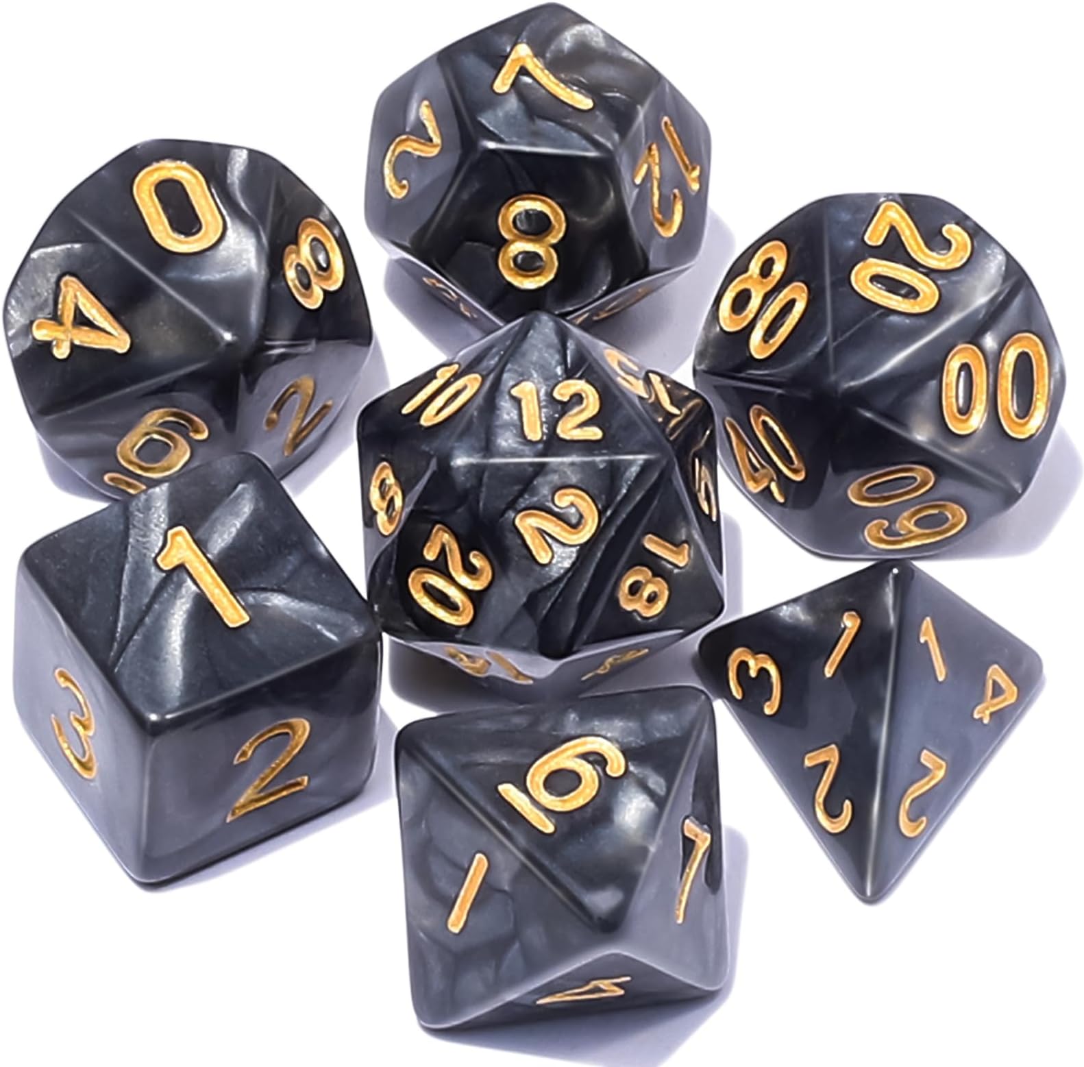 CiaraQ DND Polyhedral Dice Set with a Black Dice Bag for D&D RPG MTG Role Playing Table Games