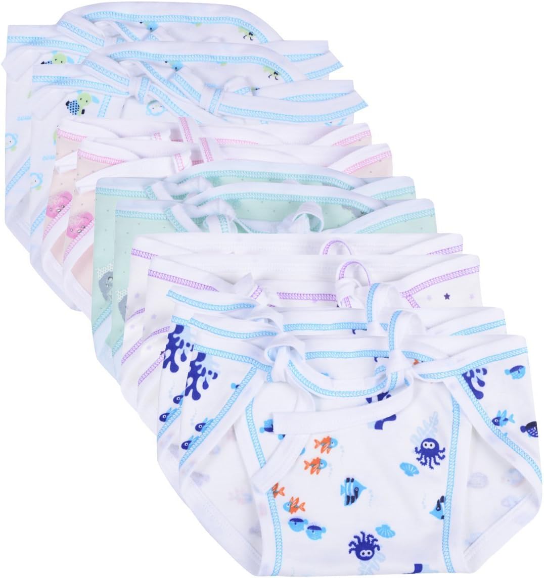 FirstVibe New Born Washable Reusable Hosiery Cotton Cloth Diapers,Nappies,Unisex Langot 0-6 Months (Multicolour) - Pack of 10
