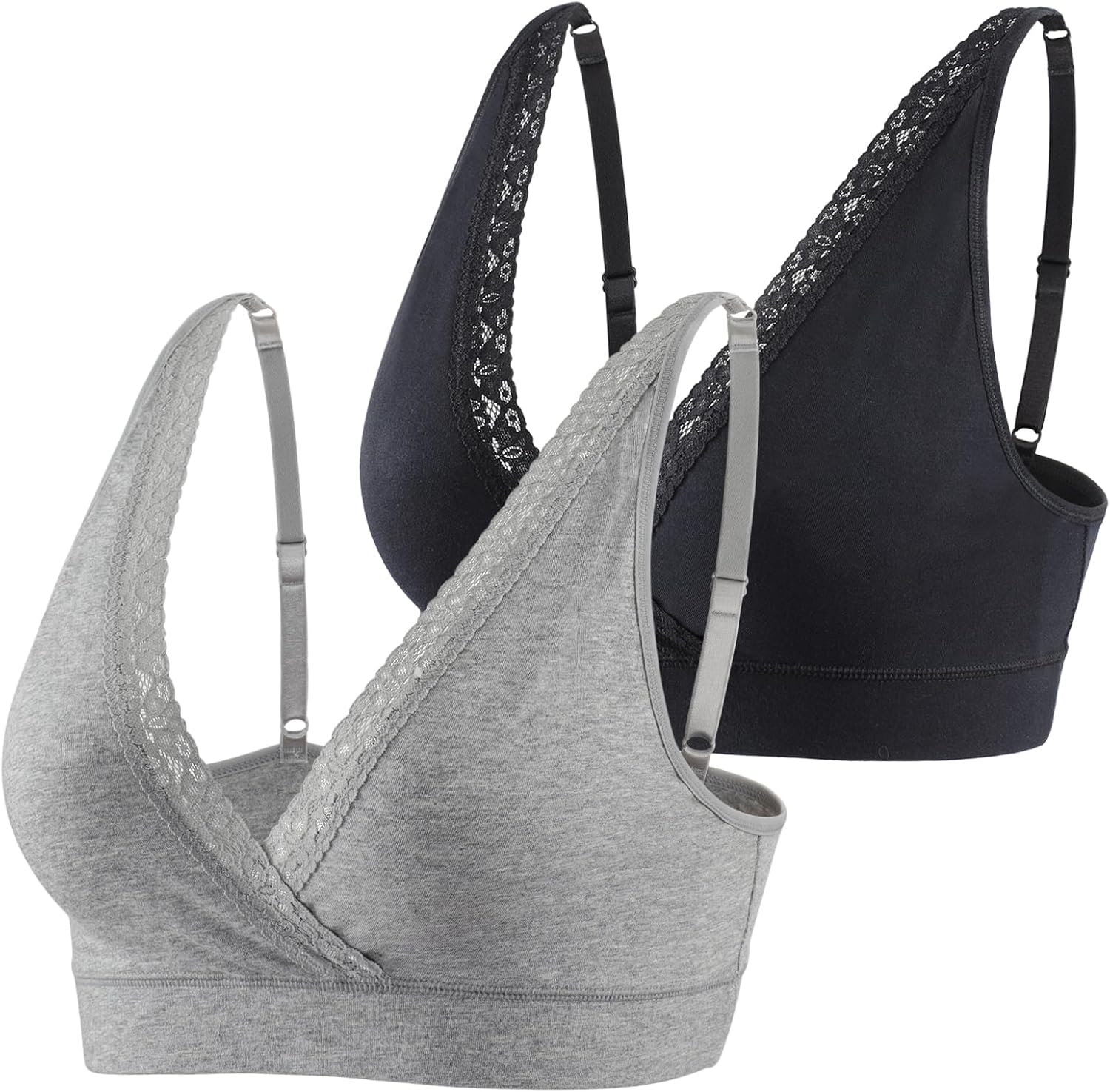 COLOMI Maternity Nursing Bra Wirefree Cotton Breastfeeding Bra for Sleep Lace Maternity Bralette - Image 2