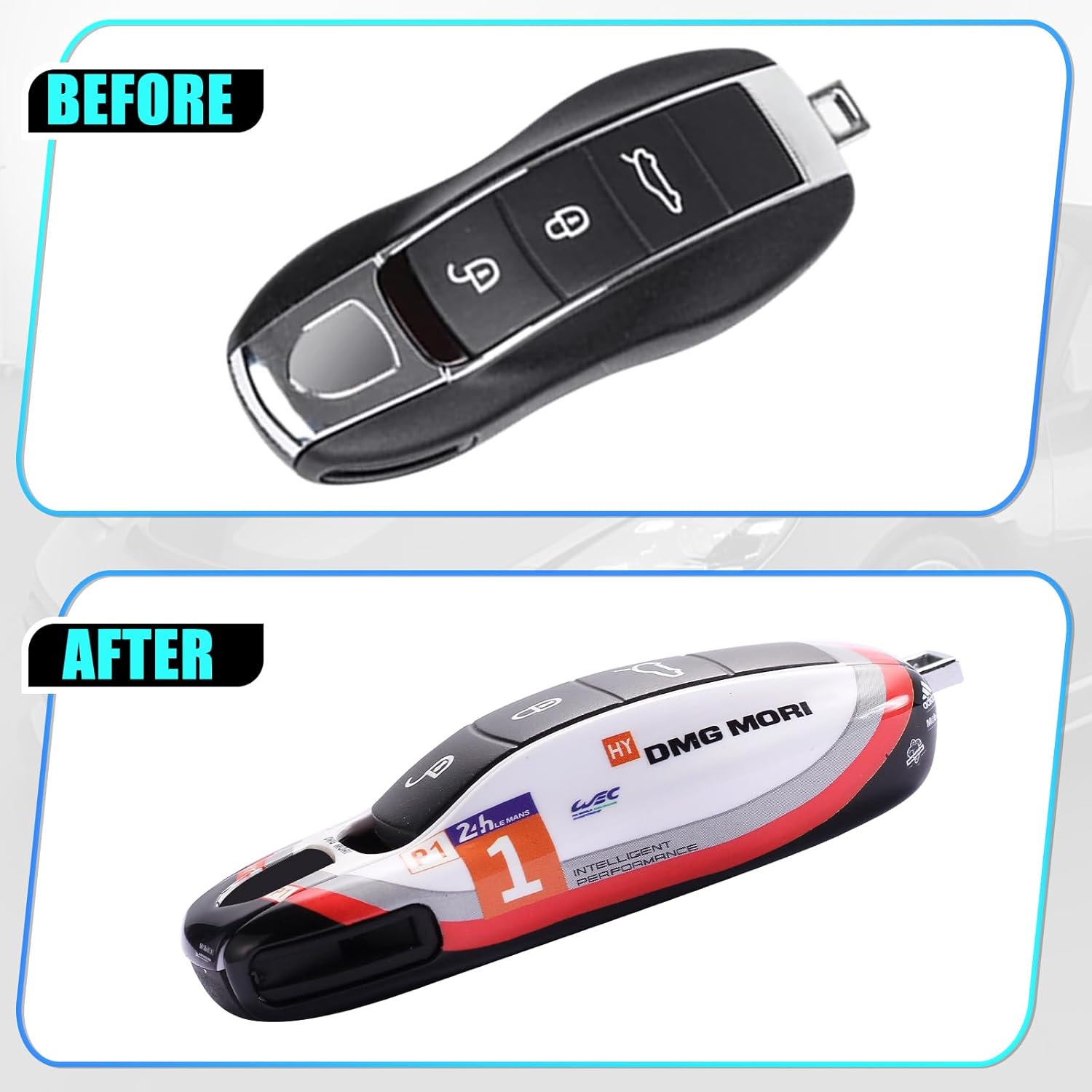 Premium Car Key Fob Cover Case for Porsche Panamera, Cayenne, Macan, Boxster, Cayman, 718, 911 | Slim Protective Keyshell | Anti-Scratch & Lightweight Design (Red, L)