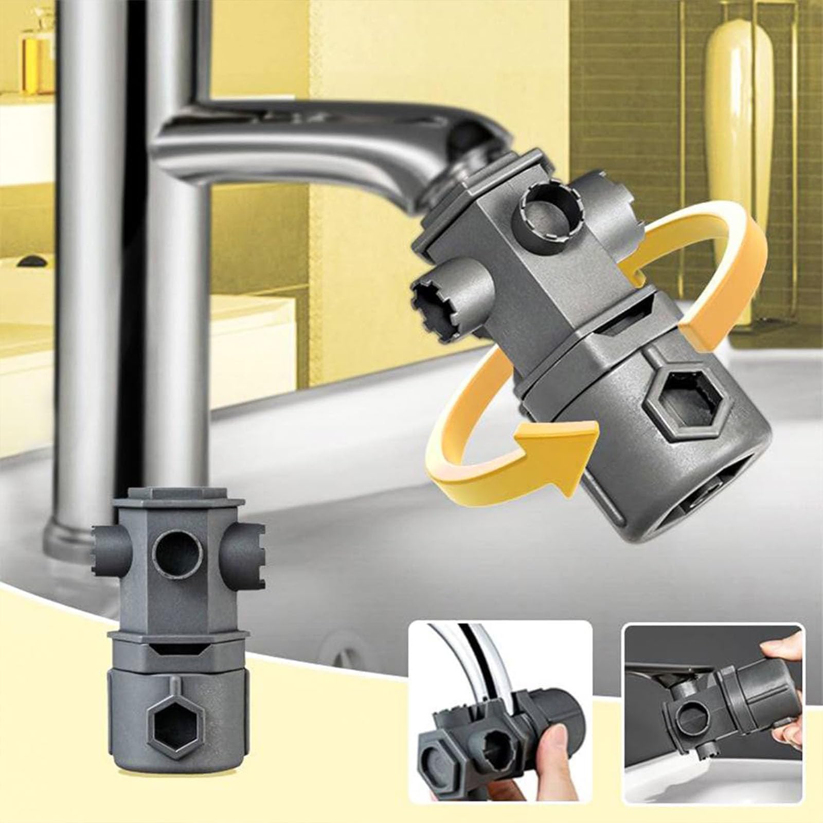 Generisch Vielseitiges ArmaturenschlüSsel Set – 16-In-1 MultifunktionsschlüSsel,Universelles SanitäR-Reparaturwerkzeug Mit Dichtungen,Ideal FüR Armaturen In Bad Und KüChe (4pc)