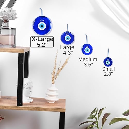 Miniatura 4 de BCS Decoración azul contra el mal de ojo de 5.2 pulgadas, adorno colgante de pared hecho a mano turco griego Nazar amuleto de buena suerte y amuleto