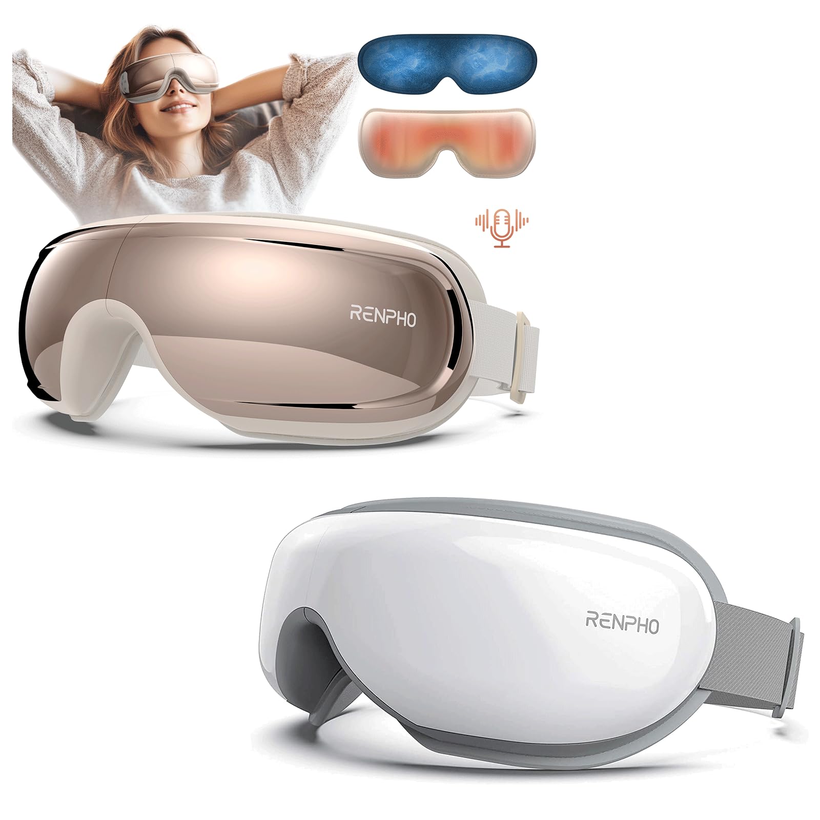 RENPHO Eye Massager with Heat and Cooling Christmas Birthday Gifts for Women Eyeris 3 Eye Massage Migraine Relief