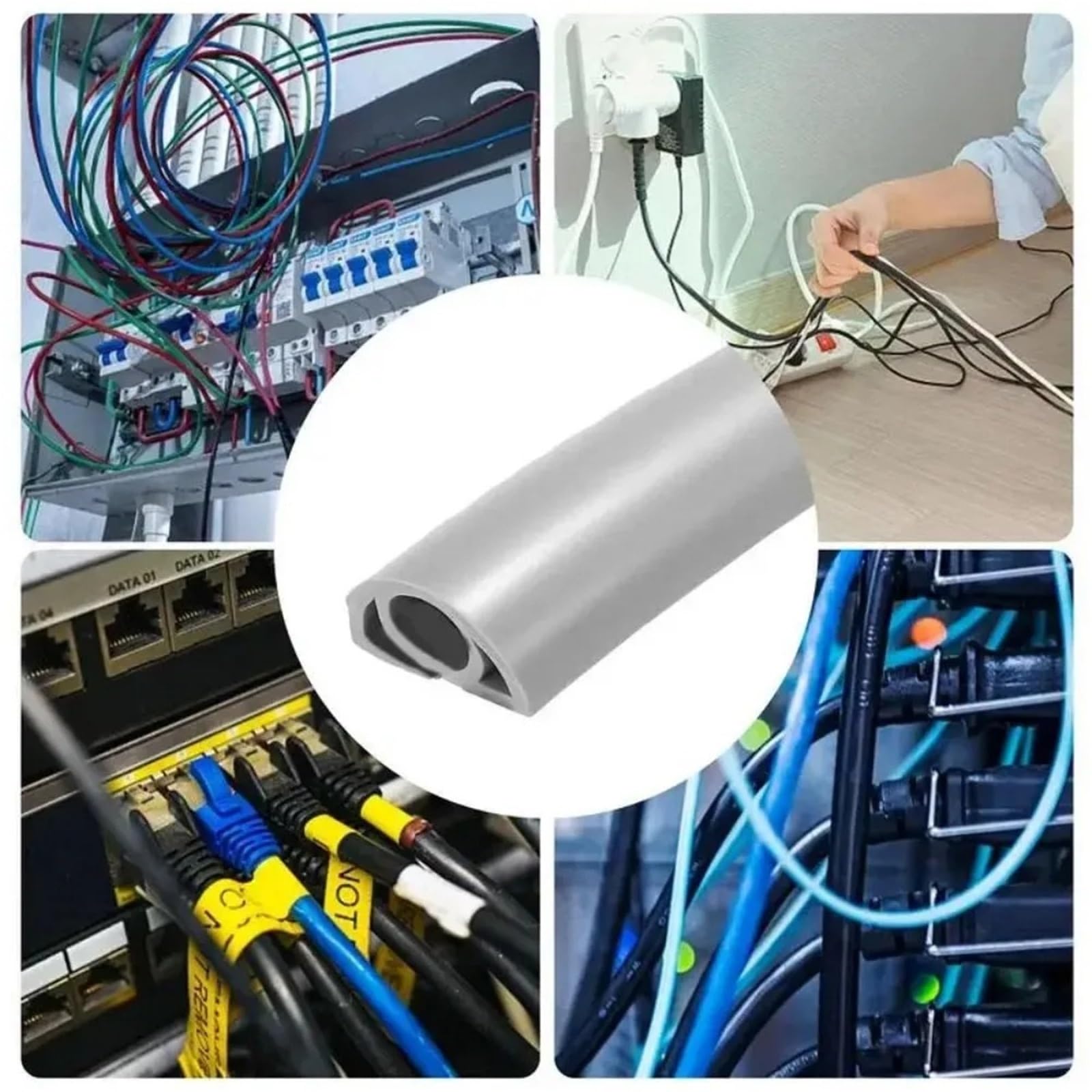 caNaleta Cables Pared Adhesivo 1 Unidad de Cubierta for Cables Suelo m/3 m, Fundas PVC Flexibles for conductos eléctricos, Protectores Adhesivos for Suelos(White,3.0M)