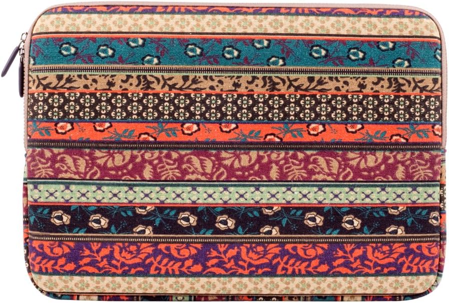 Plemo 13 Inch Bohemian Sleeve Canvas Fabric Carrying Notebook Case Bag Compatible with 13-13.3 Inch Notebook Tablet