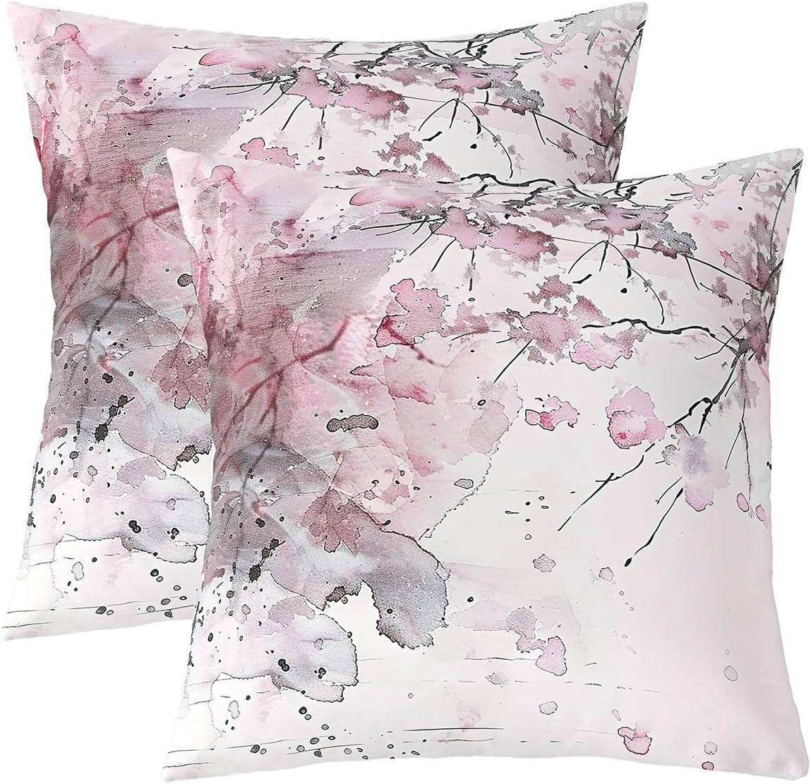 Feelyou Pink Pillow Case Cushion Cover Abstract Art Throw Pillow Covers 22"x22" Set of 2 for Boys Girls Decor Branches Print Decorative Throw Pillowcase for Sofa Pink Grey Cushion Case