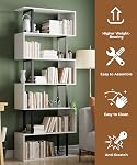 Gadroad 6 Bibliothèque géométrique de niveau, étagères de livre d'affichage, bibliothèque d'angle moderne Étagère en bois pour chambre, salon, bureau à la maison, blanc