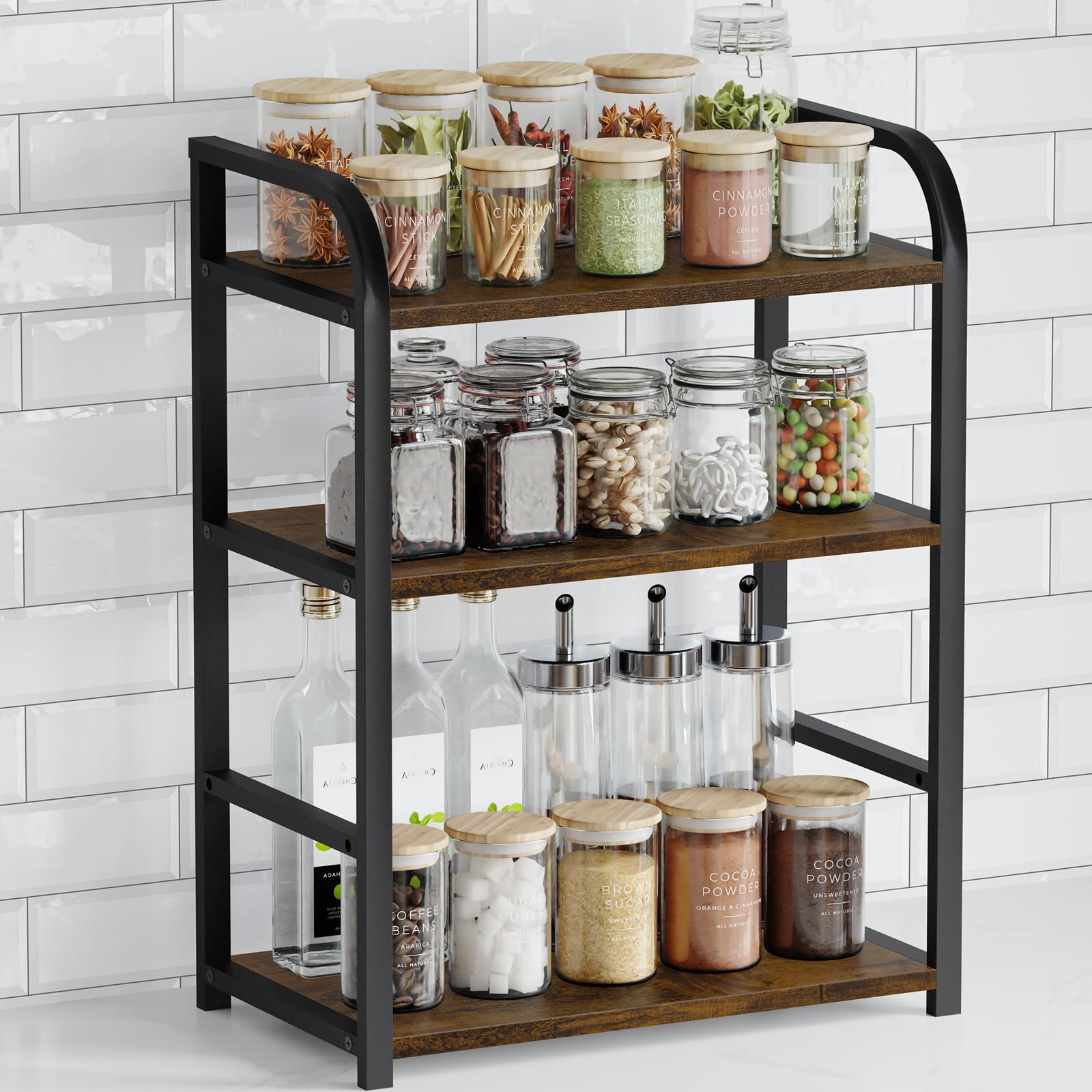 Kitchen Storage Organiser Coffee Station - 3 Tier Spice Rack for Countertop