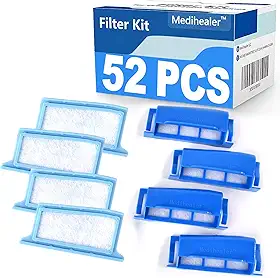 Medihealer CPAP Filters 52 pacotes compatíveis com Dreamstay: 4 filtros montados + 22 espumas + 22 ultrafinos – Filtro de montagem em kit de moldura reutilizável – pólen e hipoalergênico, materiais de reposição para Medihealer