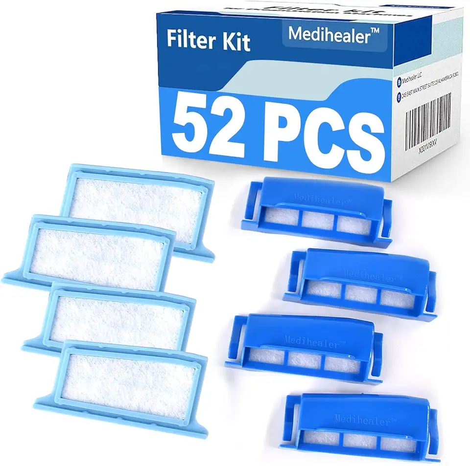 Medihealer CPAP Filters 52 pacotes compatíveis com Dreamstay: 4 filtros montados + 22 espumas + 22 ultrafinos – Filtro de montagem em kit de moldura reutilizável – pólen e hipoalergênico, materiais de reposição para Medihealer