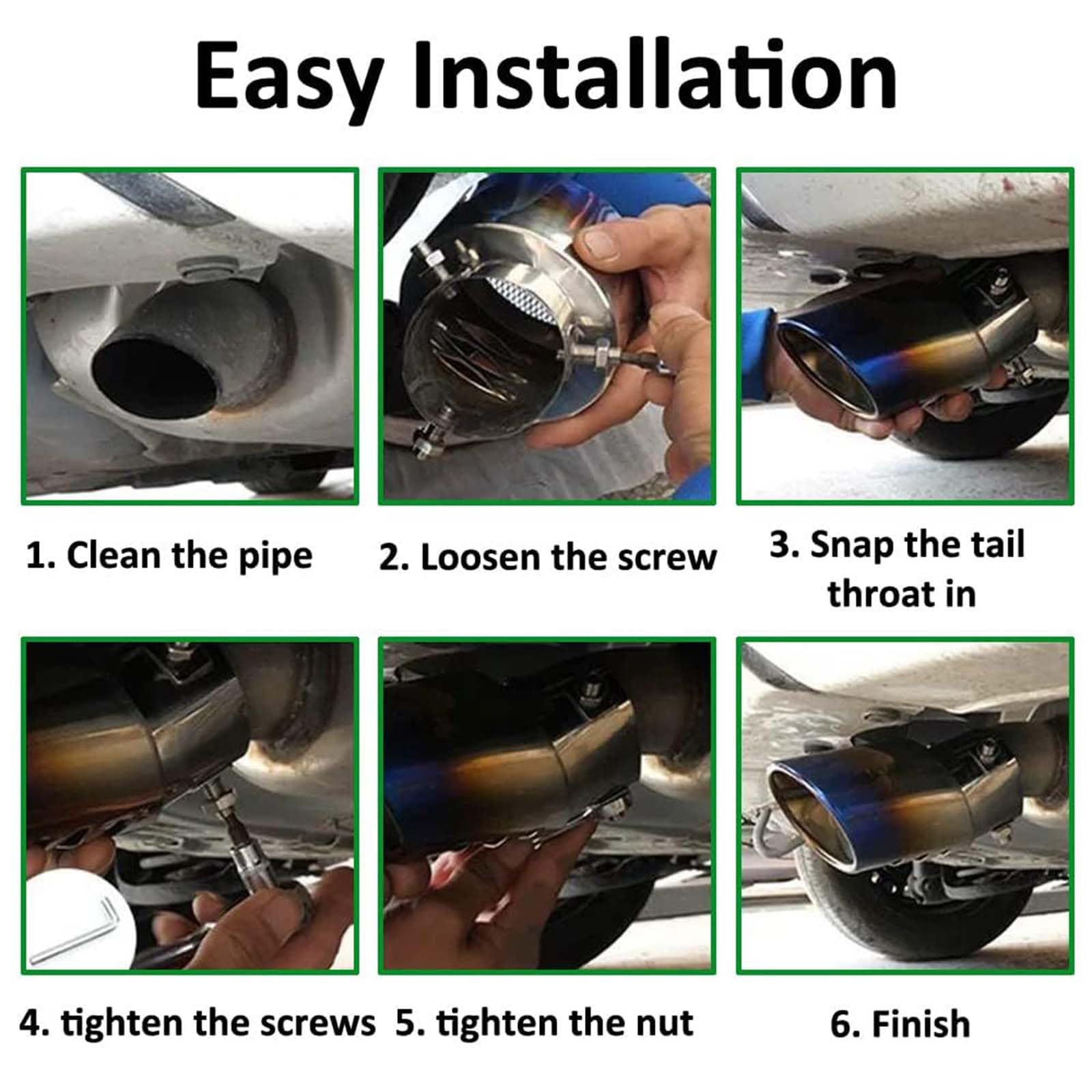 Terminale di Scarico per Ford Fiesta 2017-2022 2023 2024 2025 in Acciaio Inossidabile Blu, Resistente al Calore, Finitura per silenziatore.