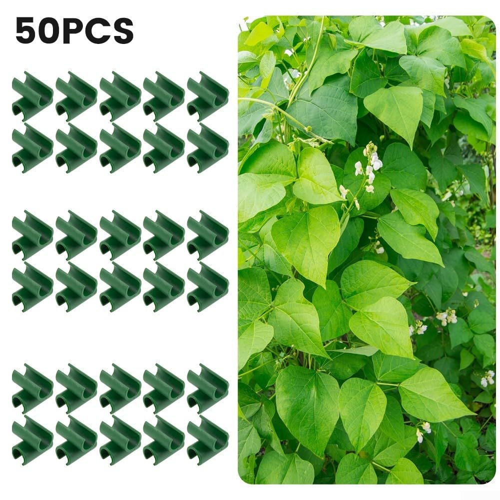 Confezione da 50 connettori di supporto per piante da 8 mm, clip in plastica PP per pomodori Cas serre, rampicanti e reti per frutta, ideali per giardini e sistemi a traliccio