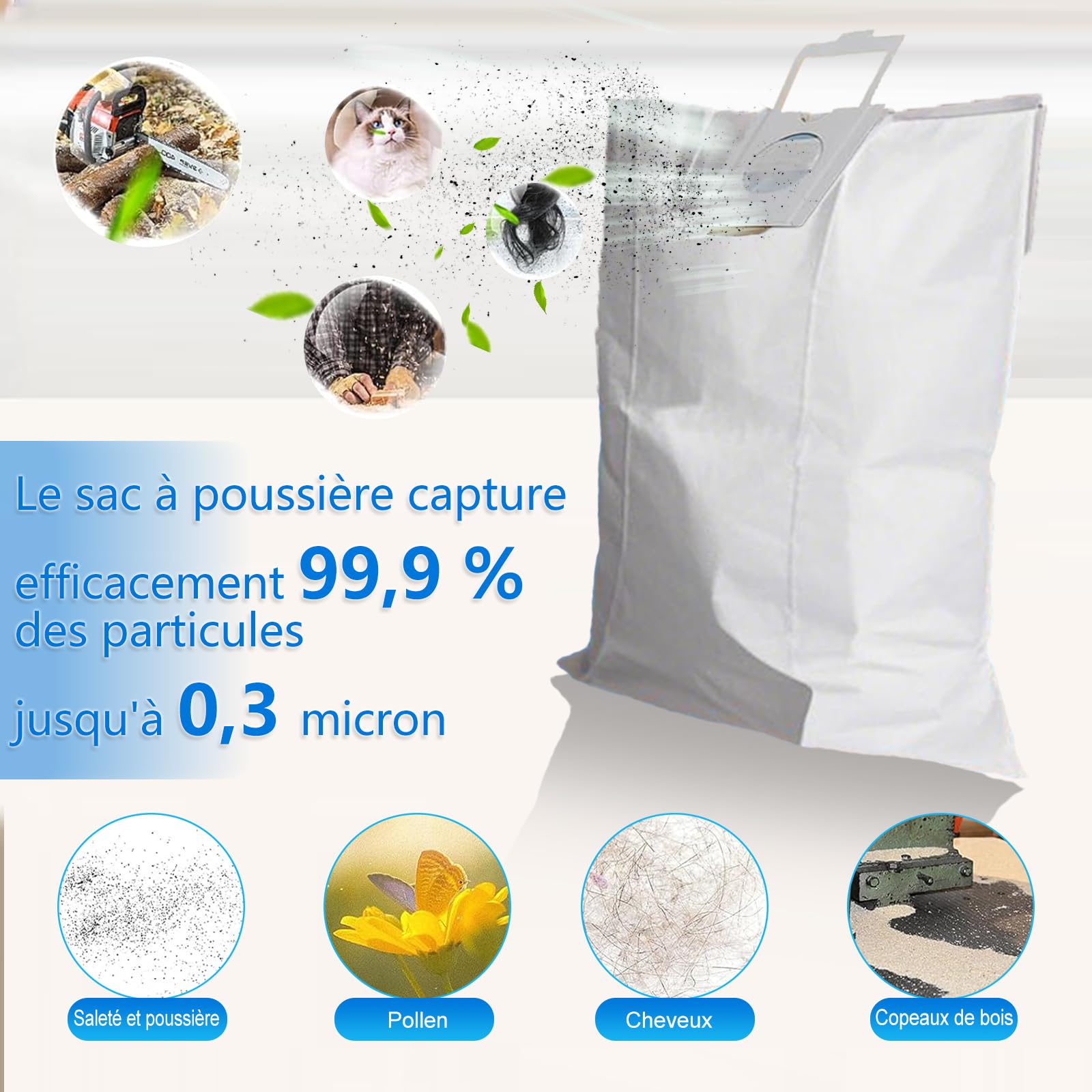 10 Sac filtrants compatible avec Festool CT 26 / CTM 26 E/CTL 26 E Aspirateur, 496187 Sac Aspirateur pour Festool SC FIS-CT 26/5, Jetables et Grande Capacité