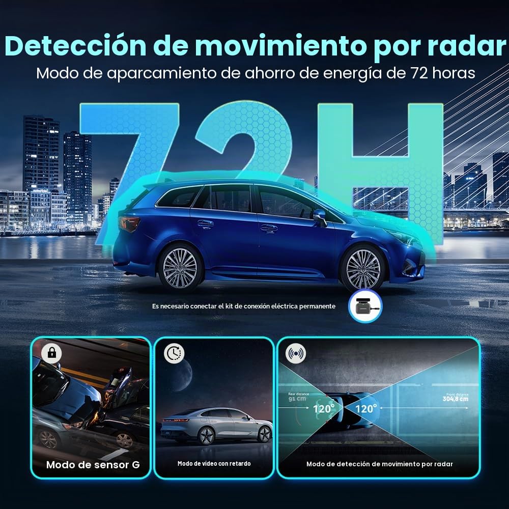 DDPAI N5 Dual Dashcam Coche 4K+1080P, Gratis 128GB Tarjeta + 32GB eMMC Integrada, Super Visión Nocturna, 5G WiFi, GPS, Modo Estacionamiento 24h, G-Sensor, Grabación en Bucle, Control por App