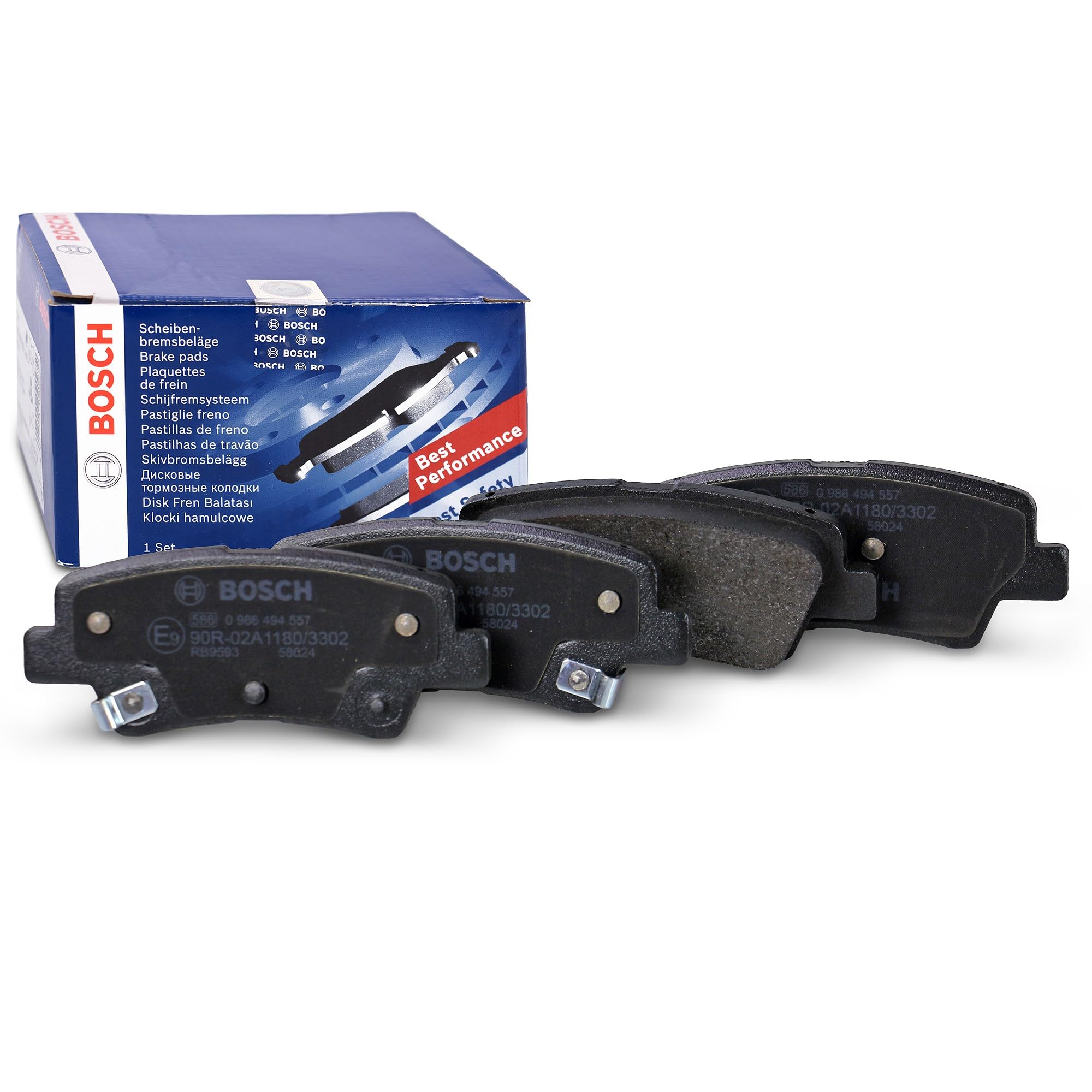 BOSCH Plaquettes de frein arrière (jeu) 0986494557 | Compatible avec: HYUNDAI ACCENT IV Stufenheck, i10 II, i10 II Stufenheck, i20 ACTIVE, i20 II, i20 II Coupe, i30, i30 Coupe