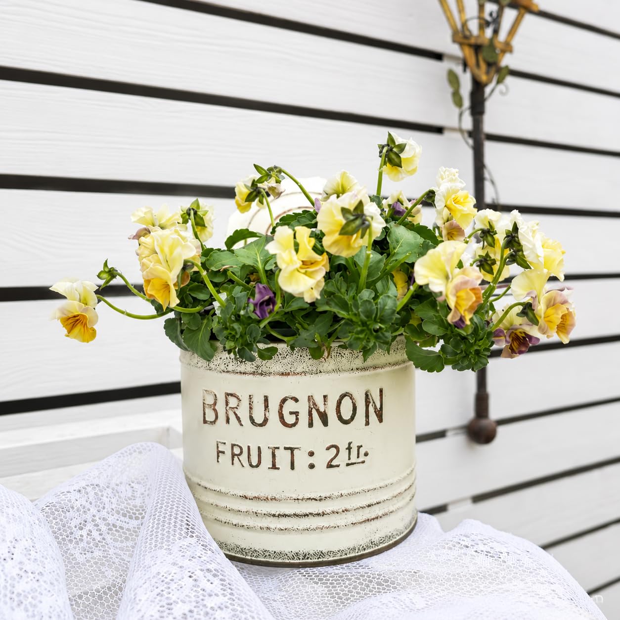 Amazon.co.jp: ブリキ缶 プランター レトロ風 フラワーポット 鉢カバー