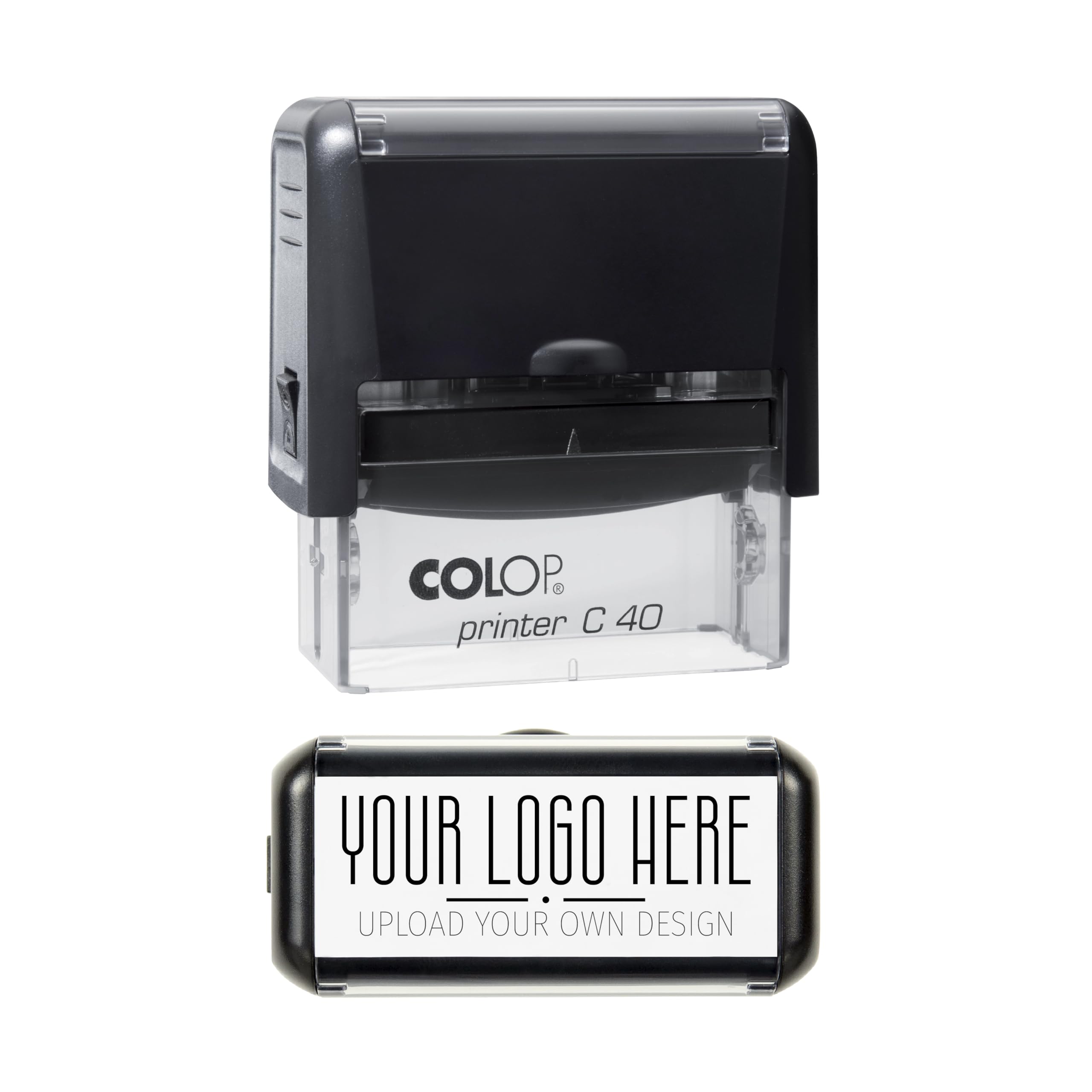 Obsesso Black Custom Logo Stamp – Personalised Company Rubber Stamp Featuring Your Logo For Office Use, Branding, Packaging & Promotional Marketing (58Mm X 22Mm)