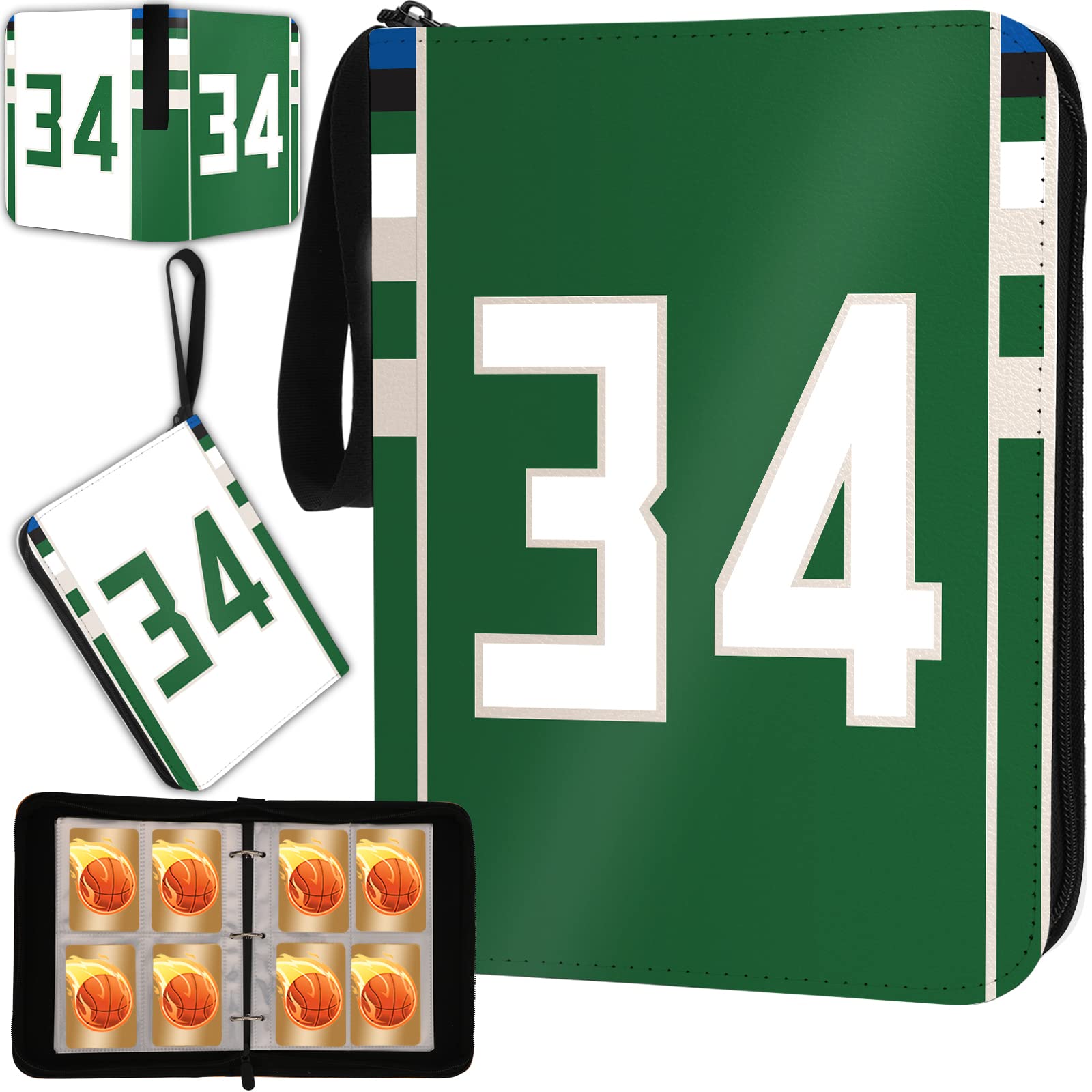 Basketball-Kartenbinder mit Hüllen, 400 Taschen, 34 Basketball-Kartenhalter für Sammelkarten, Basketball-Sammleralbum, Organizer, 3 Ringbuchordner, Aufbewahrungsbox, Buch für Kinder, Jungen, Geschenk