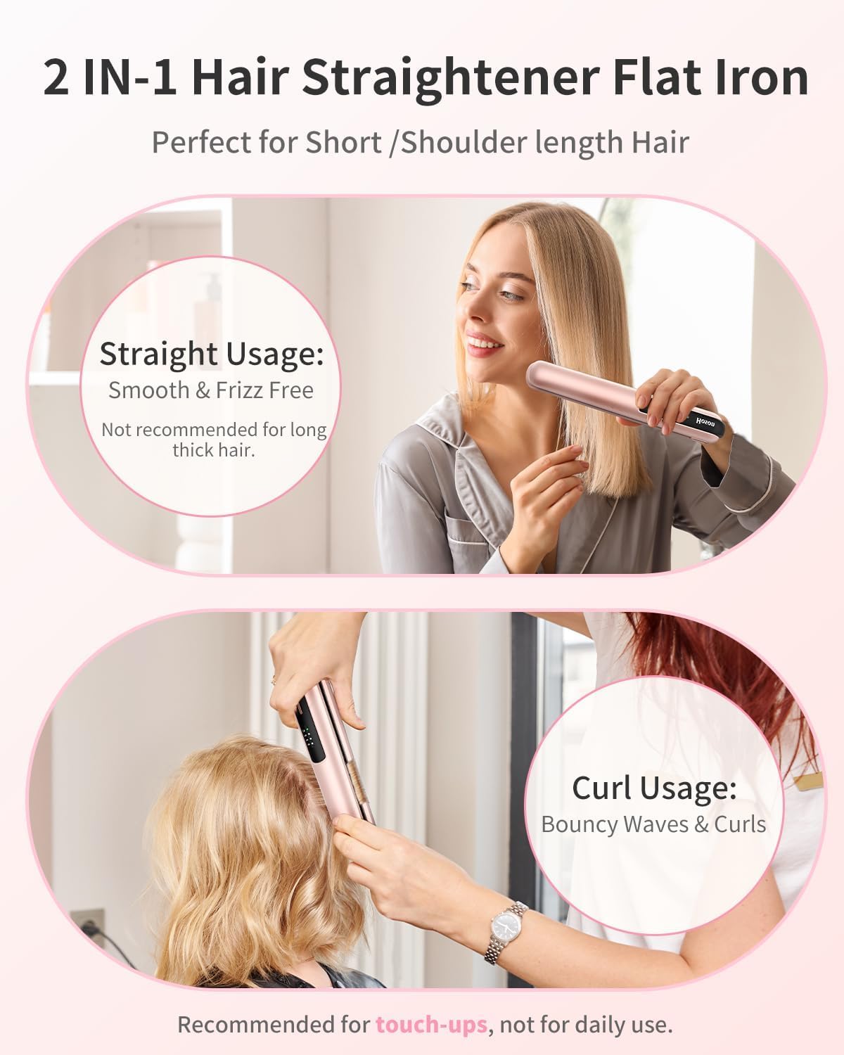 Amazon | コードレスフラットアイロン、ポータブルミニヘアストレート