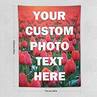 Vista 2 de Yananka Tapiz de tulipán floral rojo personalizado, arte de pared rectangular, unisex, decoración de dormitorio y sala de estar