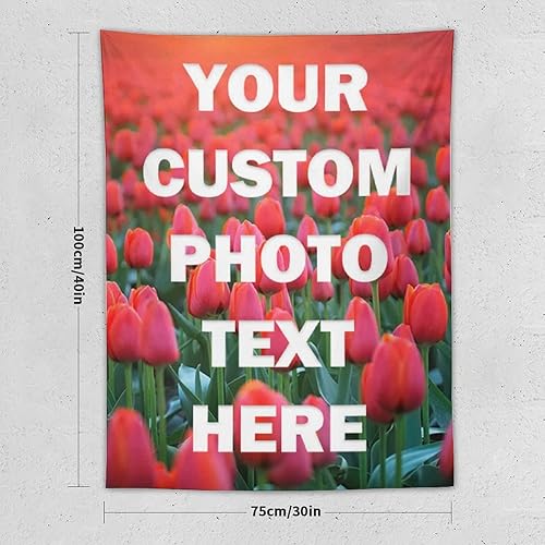 Vista 2 de Yananka Tapiz de tulipán floral rojo personalizado, arte de pared rectangular, unisex, decoración de dormitorio y sala de estar