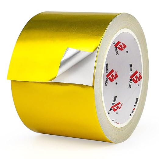 Aluminum Foil Duct Tape,Gold Foil Tape Heavy Duty,High Temperature Sealing and Patching,Perfect for HVAC,Air Ducts,Metal Repair,Foamboard,Insulation,Dryer Vent and More,3 Inches x 30 Yards,Gold